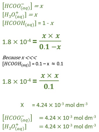 how to find H3O+ concentration in HCOOH solution